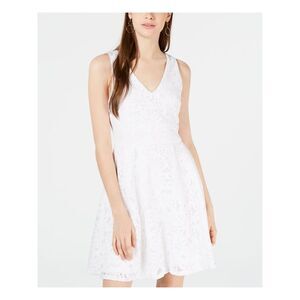 NWT CRYSTAL DOLLS Womens Fit + Flare Short Dress White Sleeveless Juniors 7